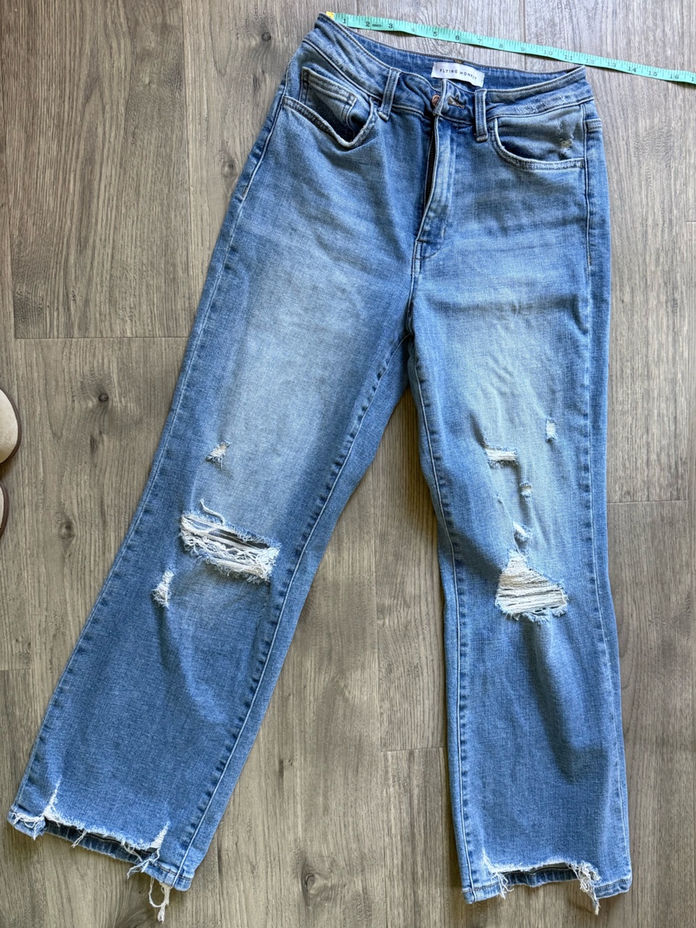 Flying Monkey Medium Blue Distressed Wide Leg Jeans
